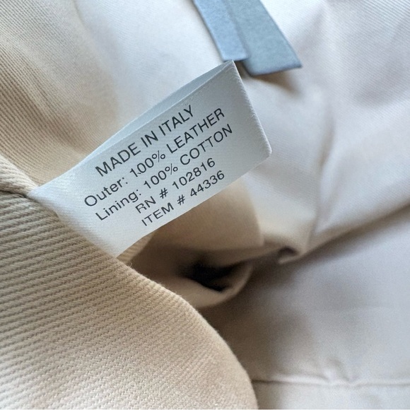 GARNET HILL Suede Leather Tote Made in Italy New w Tags Sand Beige Taupe Cream - Picture 13 of 15